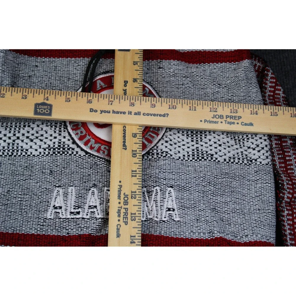 Alabama Crimson Tide Woven Baja Backpack Red Grey Striped Drawstring Sackpack